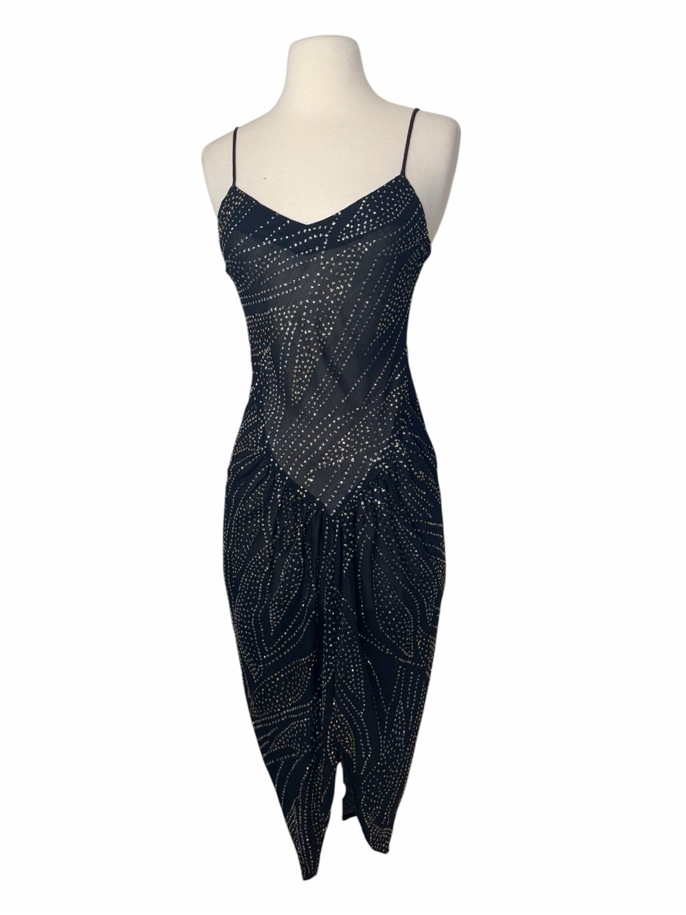 HEARTS 80’s VINTAGE SILVER & GOLD DRESS. - Picture 2 of 8